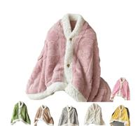 Genérico Cozy Button Down Blanket Cape for Women,Soft Flannel Wearable Shawl for Home,Office,Winter Reading & Lounging on Sofa Bed (bean paste)