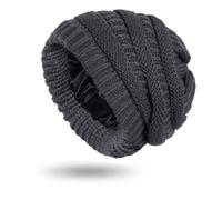 Genérico Cozy Cable Knit Beanie, Satin Lined Beanie, Cable Knit Warmth, Warm Skull Cap Winter Hats for Women Men (#3)