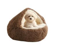 Genérico Cozy Cocoon Pet Bed for Dog,Round Velvet Fluffy Hooded Cave,Self Warming Soft Plush Donut Calming Pet Bed,Dog Beds for Small Dogs with Anti-Slip Bottom,Waterproof & Washable (Khaki, Large)