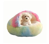 Genérico Cozy Cocoon Pet Bed for Dog,Round Velvet Fluffy Hooded Cave,Self Warming Soft Plush Donut Calming Pet Bed,Dog Beds for Small Dogs with Anti-Slip Bottom,Waterproof & Washable (Rainbow, Large)