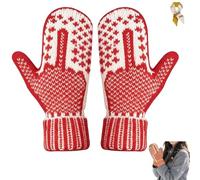 Genérico Cozy Knit with a Hidden Attitude,Funny Middle Finger Mittens,Winter Warm Hand Knitted Gloves for Women (Red)