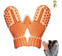 Genérico Cozy Knit with a Hidden Attitude,Funny Middle Finger Mittens,Winter Warm Hand Knitted Gloves for Women (Orange)
