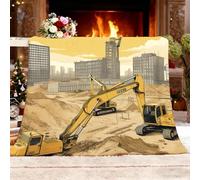 Genérico Cozy Plush Manta L 100x130cm Excavadora De ConstruccióN Moderna Manta de Franela Ropa de Cama cálida Suave de Forro Polar Amarillo para Sofá Sala de Estar Oficina Coche Exterior Mantas