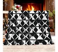 Genérico Cozy Plush Manta L 100x130cm GeometríA Triangular Moderna Manta de Franela Ropa de Cama cálida Suave de Forro Polar Negro para Sofá Sala de Estar Oficina Coche Exterior Mantas