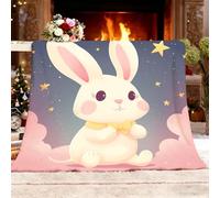 Genérico Cozy Plush Manta L 100x130cm Lindo Conejo De Dibujos Animados Manta de Franela Ropa de Cama cálida Suave de Forro Polar Rosa Claro para Sofá Sala de Estar Oficina Coche Exterior Mantas