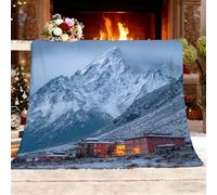 Genérico Cozy Plush Manta XXL 180x200cm Arquitectura Moderna De MontañA Nevada Manta de Franela Ropa de Cama cálida Suave de Forro Polar Blanco para Sofá Sala de Estar Oficina Coche Exterior Mantas