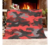 Genérico Cozy Plush Manta XXL 180x220cm PatróN De Camuflaje Moderno Manta de Franela Ropa de Cama cálida Suave de Forro Polar Rojo para Sofá Sala de Estar Oficina Coche Exterior Mantas