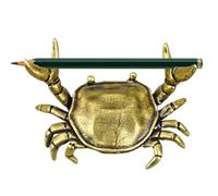 Genérico Crab Decor - Vintage Weightlifting Crab Makeup Brush Rack, Brass Crafts Pen Rest, Desk Display Decorations for Makeup Brushes