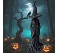 Genérico Cracker Barrel Witch Statue, 11.8"/7.8" Gothic Halloween Resin Figurine, Dark Fantasy Retro Ornament, Nib Festival Collectible (Large)