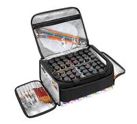 Genérico Craft Paint Bottle Organizer Bag - Oxford Cloth Portable Holder for 60 Bottles | Art Supply Storage with Dividers and Handle Strap, Ideal for Brushes Markers Ink Tools, Studio or Outdoor Use