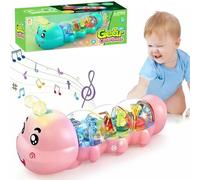 Genérico Crawling Caterpillar Baby Toy, Caterpillar Design Tummy Time Toy with Light & Music Musical Light Up, Birthday Gifts for Boys and Girl (Pink)