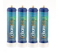 Genérico CreamJet 640g Óxido Nitroso 0.95L Bombonas Desechables N2O para Sifón Chantilly Cilindro de Acero Inoxidable para Crema, Sabor Natural (4pcs)