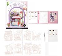 Genérico Creative Art Watercolor Stress Relief Kit,Paint Watercolor Books Painting Kit,Portable Foldable Travel Painting Book for Beginners and Enthusiasts Gifts