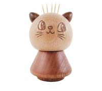 Genérico Creative Cat Toothpick Holder, Wooden Toothpick Dispenser, 3.5x2.17x2.17 Inches Cute & Unique Home Decor, Automatic Stick Box, Fun Tabletop Accessory for Kitchen & Dining
