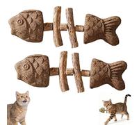Genérico Creative Fish Bone Cat Toy - Fix Your Cat'S Dental Health, Wooden Catnip Teeth Cleaning Stick, Natural Fishbone Cats Dental Toys, Suitable for Kittens and Adult Cats to Play (Brown,2Pcs)