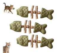 Genérico Creative Fish Bone Cat Toy - Fix Your Cat'S Dental Health, Wooden Catnip Teeth Cleaning Stick, Natural Fishbone Cats Dental Toys, Suitable for Kittens and Adult Cats to Play (Green,3Pcs)