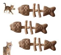 Genérico Creative Fish Bone Cat Toy - Fix Your Cat'S Dental Health, Wooden Catnip Teeth Cleaning Stick, Natural Fishbone Cats Dental Toys, Suitable for Kittens and Adult Cats to Play (Brown,3Pcs)