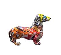 Genérico Creative Gŕaffiti Dachshund Statue - Modern Colorful Dog Sculpture Art | European-Style Animal Figurine Home Decor | Living Room Bedroom Bookshelf TV Cabinet Desktop Wine Office Ornament