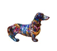 Genérico Creative Gŕaffiti Dachshund Statue - Modern Colorful Dog Sculpture Art | European-Style Animal Figurine Home Decor | Living Room Bedroom Bookshelf TV Cabinet Desktop Wine Office Ornament