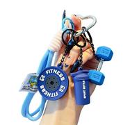 Genérico Creative Mini Gym Barbell Plate Keychain, Dumbbell & Weights Keychain, Fitness Workout Mini Accessories (Blue)
