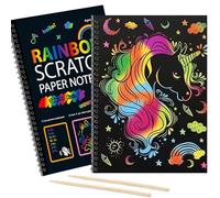 Genérico Creative Rainbow Scratch Art Notebook, Scratch Art Book, Magic Scratch Art Paper Pads, Party Bag Fillers Arts and Crafts Toys Girls for Christmas Birthday Presents (2pcs)