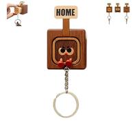 Genérico Creative Wooden Key Hooks with Funny Facial Expressions, 2026 New Cute Wooden Keychain Hooks, Stylish Magnetic Key Holder, Unique Home Decor & Housewarming Gift (B)