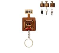 Genérico Creative Wooden Key Hooks with Funny Facial Expressions - Functional & Stylish Key, 2026 New Cute Wooden Keychain Hooks, Unique Home DéCor (#B)