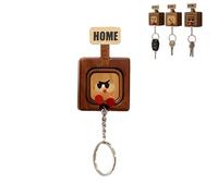 Genérico Creative Wooden Key Hooks with Funny Facial Expressions - Functional & Stylish Key, 2026 New Cute Wooden Keychain Hooks, Unique Home DéCor (#C)