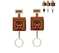 Genérico Creative Wooden Key Hooks with Funny Facial Expressions - Functional & Stylish Key, 2026 New Cute Wooden Keychain Hooks, Unique Home DéCor (2PCS-B)