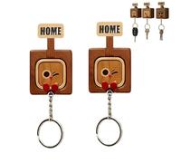 Genérico Creative Wooden Key Hooks with Funny Facial Expressions - Functional & Stylish Key, 2026 New Cute Wooden Keychain Hooks, Unique Home DéCor (2PCS-A)