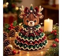 Genérico Crochet Animal Christmas Tree DIY Kit,Crochet Ornaments for Beginners and Adults,Handmade Christmas Ornament Craft Supplies with Beads, Bell, Bow, Yarn, Hook, Gifts for Craft Lovers