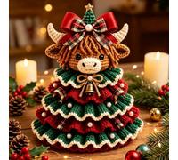 Genérico Crochet Animal Christmas Tree DIY Kit,Crochet Ornaments for Beginners and Adults,Handmade Christmas Ornament Craft Supplies with Beads, Bell, Bow, Yarn, Hook, Gifts for Craft Lovers