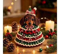Genérico Crochet Animal Christmas Tree DIY Kit,Crochet Ornaments for Beginners and Adults,Handmade Christmas Ornament Craft Supplies with Beads, Bell, Bow, Yarn, Hook, Gifts for Craft Lovers