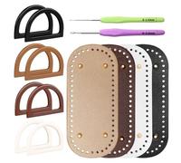 Generico Crochet Bag Base - 8.8 inch PU Leather Purse Bottom | D Shape Handle Bag Making Kit, Complete Crocheting Set for Hobbyists Enthusiasts, Women Men And Handmade Gift Crafting