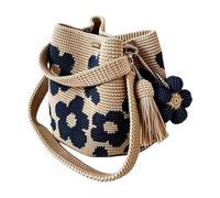 Genérico Crochet Bag - Flower Pattern Shoulder Tote | Cotton Yarn Woven Handbag With Floral Tassels, Boho Summer Beach Purse For Party Travel Vacation Outdoor Shopping Daily Commute Girls Women