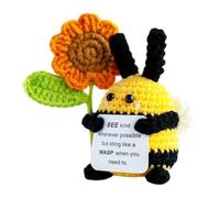 Genérico Crochet Bee - Handmade Knitted Plush with Affirmation Card Soft Yarn Design | Funny Inspirational Bee Doll, Positive Crochet Keepsake, Motivational Desk Decoration | Home Office Decor