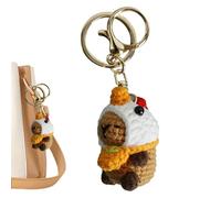 Genérico Crochet Capybara Keychain - Yarn Polyester Filling 4cm | Cartoon Animal Key Ring, Crochet Capybara Small Doll | Cute Keychain Accessory For Car Keys Backpack Handbag Decoration Use