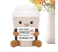 Genérico Crochet Cosas Positivas | Muñeca de Café Tejida a Mano | Decoración Diaria de Aliento Adorable con Tarjeta para Amigos Profesores Cumpleaños Graduación y Escritorio