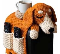 Genérico Crochet Dog Sofa Organizer, Cute Handmade Crochet No-Slip Sofa Armrest Organizer Caddy, Cozy Companion Vibes for Remote, Phone, Treats, Mug, Suitable Living Room Bedroom Dorm (B)