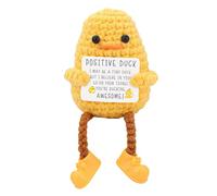 Genérico Crochet Duck Doll, Positive Cheer Up Gift, 5.12x2.76x1.97 Inches Cute Knitted Comfort Duck Toy, Inspirational Plush with Card for Friends Encouragement and Uplifting Moments