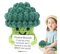 Generico Crochet Emotional Support - Emotional Support Crochet Dolls | Vegetable Knitted Doll Toy With Encourage Card | Cartoon Vegetables Brocoli Toy | Handmade Creative Broccoli Doll For Kids Adult