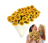 Genérico Crochet Flower Blanket, Wool Sunflower Throw, Handmade Knitted Bed Blankets 80cm, Decorative Crochet Sunflower Bouquet for Bedroom Travel Cozy Warm Soft Home Accent