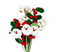 Genérico Crochet Flower Bouquet - Handmade Crochet Flower Fake Sunflower Rose Daisy | Santa Claus Cotton Fake Plant, 5 Pieces Handmade Knit Flowers Bouquet for Christmas, Workplace