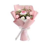 Genérico Crochet Flower Bouquet - Handmade Knitted Bouquet | Eternal Flowers Decorative Home Decor | Knitteds Rose Sunflower For Birthday Wedding Graduation Mother's Day, 30x20cm, 1pc Pink Blue