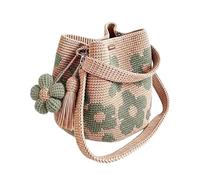 Genérico Crochet Flower Tote Bag, Handmade Floral Shoulder Carryall Handbag