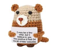 Genérico Crochet Gift - Positive Animal Figurine, Handcrafted Crochet Table Ornament, Encouraging Knitted Decor Accent | Inspirational Handmade Keepsake with Affirmation Card for Women Men Spaces