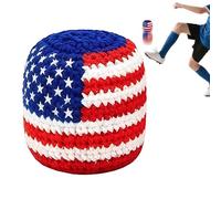 Genérico Crochet Hacky Ball Sacks for Adults Kids, US Flag Design Patriotic Handmade Knitted Footbag, Red White Blue Colors Foot Bag Kick Sack for Beginners Outdoor Game