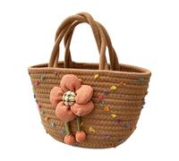 Genérico Crochet Handbag 28x15x11cm Elegant Flower Design Woven Beach Tote