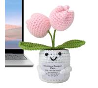 Genérico Crochet Inspirational Plant Pot - Handmade Knitted Doll with Positive Message, Unique Home & Office Desk Decor For Mental Health Support, Encouragement & Wellness