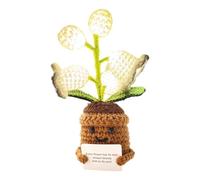 Genérico Crochet Lily Of The Valley Lamp - Flower Cute | Crocheting Artificial Tabletop Florals Pot With Lights For Valentine, Handmade Knitted Glowing Plant Battery Bedside Desktop Gift Set
